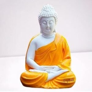 Resin Gautam Buddha Statue – 5.5 Inch Meditating Figurine for Home, Living Room, Bedroom, Office Desk & Gift (Orange)
