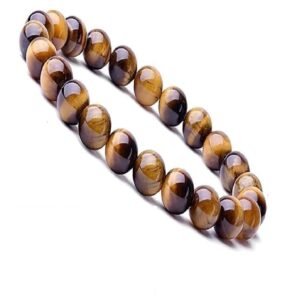 Tiger Eye Crystal Bracelet 8mm – Natural Protection & Confidence Stone for Men & Women | Root Chakra Reiki Energy Healing Bracelet
